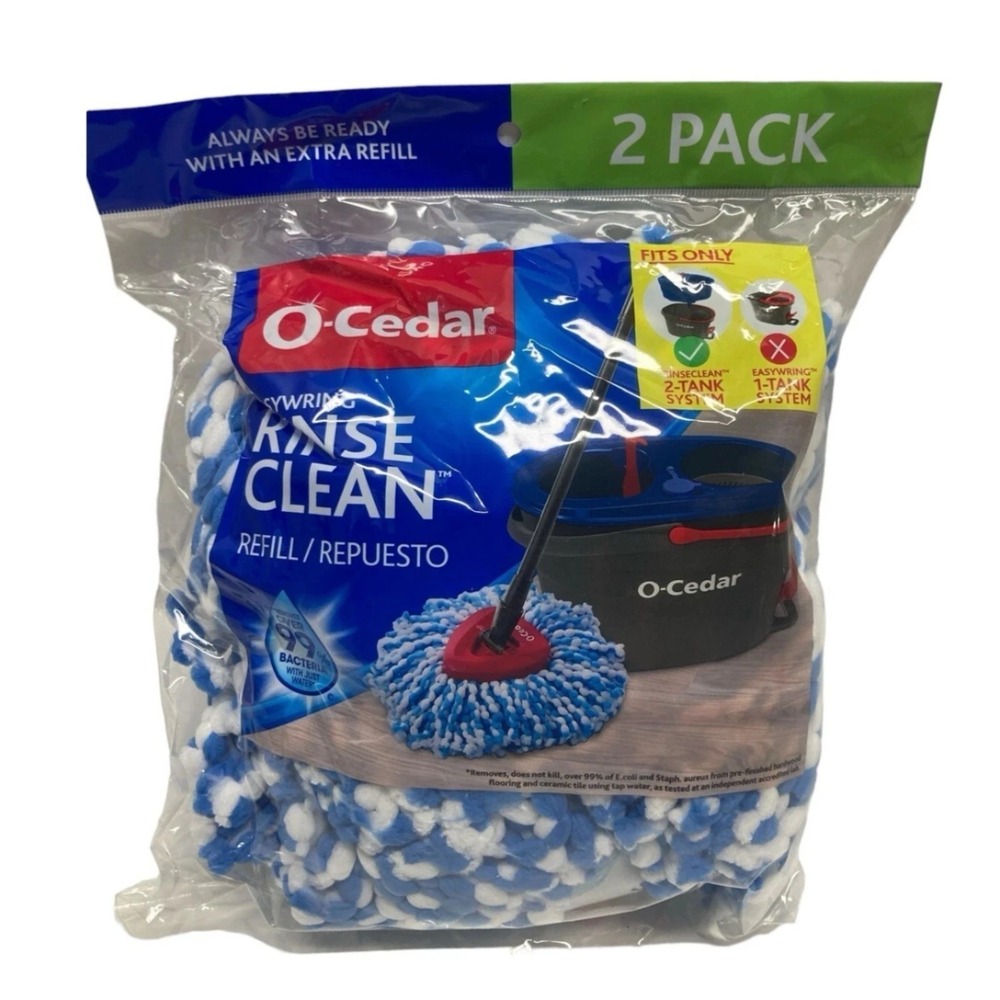 O-Cedar RinseClean Spin Mop Refill Heads 2 Pack EasyWring Replacement Microfiber